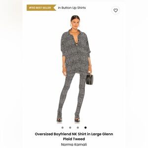 Norma Kamali Black and White Plaid Shirt / matching legging set